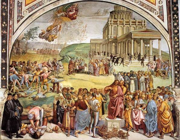 "La predicazione dell'Anticristo" by Luca Signorelli